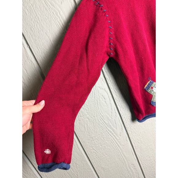 Vintage 90s Hand-Embroidered Christmas Stocking Sweater Women’s L - Picture 2 of 7